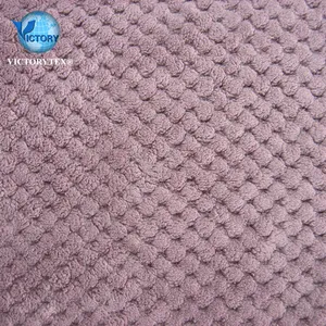 100 Polyester Knit Warp Dobby Double Beibei Fleece Pineapple Jacquard Flannel Coral Fleece Fabric for Clothes Blanket Bathrobe
