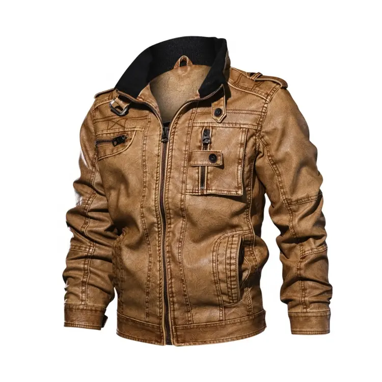 Custom slim windbreaker Motorcycle Man pu Leather Riding jacket For Man