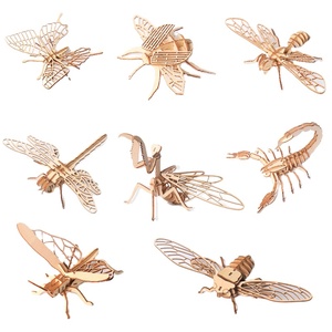 En bois Montessori éducatif 3D bricolage insectes Puzzles dessin animé jouet pour enfants forme Cognition jeux pour bébé garçons filles jouets - Product Image 1