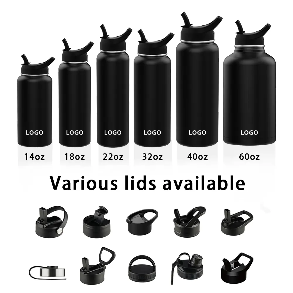 ODM Lids Double Wall Vacuum Flasks Thermos Stainless Steel Insulated Water Bottle With Straw Flip Lid