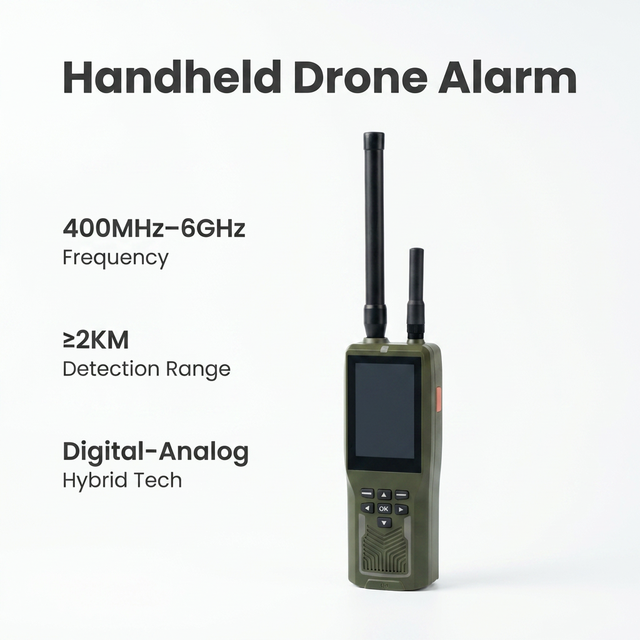 Handheld Drone Detection System 1-3KM Remote Control FPV Security Protection Plastic Device 400MHz-6GHz Frequency Band 3S