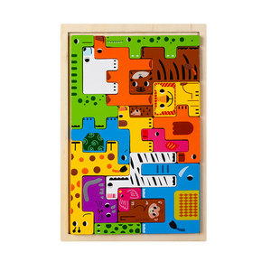 Rompecabezas Montessori Sky Ruso de Animales, Bloques de Madera Tridimensionales para el Desarrollo Cognitivo y el Pensamiento Creativo - Product Image 1