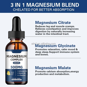 500mg 2FL OZ 60mL dengan L Theanine Ashwagandha <span class=keywords><strong>Vitamin</strong></span> B6 Rasa Lemon Alami Suplemen Diet Magnesium <span class=keywords><strong>Complex</strong></span> Drops - Product Image 2