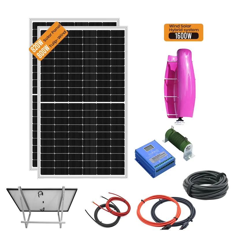 Uso en el hogar 5kw 10kw 15kw 20kw Kit de turbina eólica fuera de la red 5Kw Sistema de generación de energía híbrida solar eólica