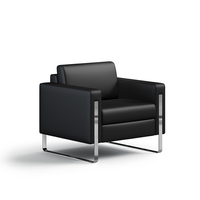 Canapé de bureau rembourré en cuir PU avec pieds en acier inoxydable massif pour projet de réaménagement de bureau de directeur d'entreprise (FF&E)