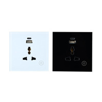 Prise WiFi intelligente de 86 types, barre d'interrupteur mural, affichage OLED Tuya Alexa et Google Home EU/UK/Universal 13A Type C USB
