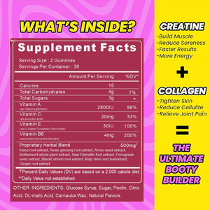 Proveedor OEM Butt Booster Gummies Sabor a frambuesa Vitamina A C E B6 Suplementos de salud para adultos Curve Butt Enhancement Gummies - Product Image 6