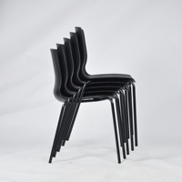 Chaise de salle à manger en plastique PP colorée, noir ou blanc, entièrement métallique, avec accoudoir, design moderne, en solde,
