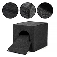 Maison pour chat en feutre gris foncé avec entrée ronde, lit-cave fermé pour animaux de compagnie, idéal pour l'intérieur, meuble et espace de repos pour chats
