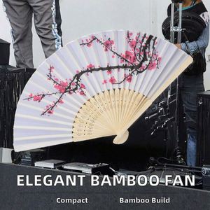 Elegante Abanico Plegable de Bambú Blanco, Portátil, Diseño Tradicional Personalizado para la Escuela, Año Nuevo Chino, Halloween, Amor - Product Image 2