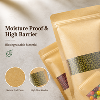 Sachet de café biodégradable en kraft imprimé numériquement sur mesure, avec fermeture thermoscellable, écologique, compostable, pour emballage alimentaire, pochette pour grains