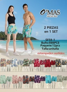 Sf59 1 Pantaloncini da Mare Unisex con Stampa Floreale, Asciugatura Rapida, in Poliestere Intrecciato, Chiusura con Coulisse, Vita Media, Casual, con Tasche - Product Image 3