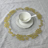 Fête de mariage baroque Vintage rond 13 pouces en plastique fleur d'or or clair plaque de chargeur transparente pour table dîner réception