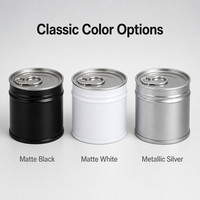 Boîtes en fer blanc rondes personnalisées de 30g avec couvercle à vis pour matcha, café et poudre de thé vert, qualité alimentaire, 60x60mm, boîte en fer blanc noire