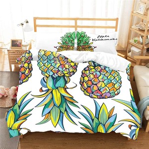 Ensemble de literie de luxe <span class=keywords><strong>jungle</strong></span> tropicale 3PC 3D palmier et ananas housse de couette <span class=keywords><strong>imprimé</strong></span> botanique décor vert - Product Image 2