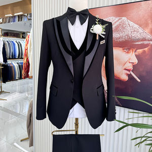 पुरुषों के 3 टुकड़े शादी सूट ट्यूक्सेडो सेट पॉलिएस्टर कपास के कपड़े लुभावनी विरोधी झुर्रियों और आकार विरोधी स्टेटिक विरोधी सिकुड़ - Product Image 1