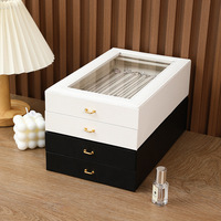 Boîte de rangement verticale minimaliste pour colliers, en cuir PU, avec tiroir coulissant, pour bijoux et pendentifs, vente directe usine, personnalisable