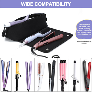 <span class=keywords><strong>Plancha</strong></span> de <span class=keywords><strong>pelo</strong></span> de neopreno personalizada para mujer, herramientas de rizador, estuche de almacenamiento, herramientas de peinado, bolsa de viaje con alfombrilla resistente al calor - Product Image 3