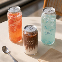 Bouteilles en plastique PET 350ml 400ml 500ml avec logo imprimé, à ouverture facile par anneau, pour sodas, jus et smoothies, vente chaude, pour emporter et fêtes