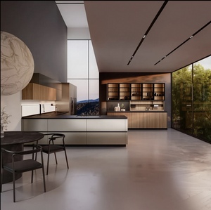 Muebles de Cocina Modernos de Lujo Estilo Italiano, Diseño Minimalista de Metal y Madera, Muebles de Cocina Personalizados para Toda la Casa - Product Image 1