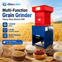 Penggiling Biji-bijian Listrik 1300W Motor Tembaga Berdaya Tinggi Mesin Penggiling Jagung Gandum Rempah Kering Unit Pengolahan Pakan Ternak