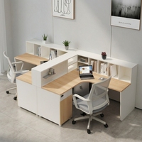 Bureau de travail modulaire d'angle pour employés avec prise double intégrée, poste de travail pour plusieurs personnes en espace ouvert