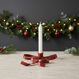 Wholesale <b>Red</b> Metal <b>Candle</b> Stand with Ribbon Design for Christmas Home Decoration - Product Image 2