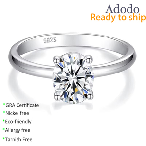 Anillo de Compromiso de Plata de Ley 925 con Circonita y Diamantes Reales Ovalados de 3 Quilates, Joyería Versátil para Mujer, Regalo de Agradecimiento - Product Image 1