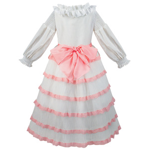 Vestido de Princesa para Niñas, Rosa y Azul, con Hombros Descubiertos, Vestido de Disfraz en Capas para Actuaciones Escénicas, Cosplay y Juego de Roles, con Tocado - Product Image 3