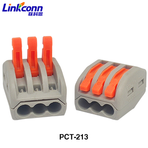 ขั้วต่อสายไฟฟ้าเร็วเชื่อมต่อกับหน้าสัมผัสทองเหลือง PCT-213แบบกดก้านเทอร์มินัลบล็อกสำหรับพลังงานชาย/หญิง - Product Image 2