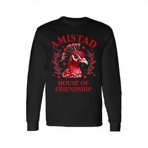 Amistad House Of Friendship T-shirt à manches longues avec motif paon rouge - Product Image 2
