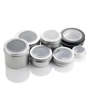 Empty Can Tin Can Manufacture Round Aluminum Tin Cans Jar 180ml 180g Empty Clear Window Tin With Slide Lid NAL06-180