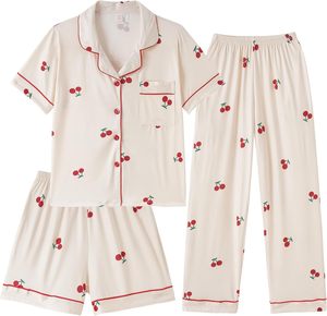 Conjunto de <span class=keywords><strong>pijama</strong></span> de verano para niña recién llegado estampado personalizado conjunto de pijamas de alta calidad para niñas pantalones largos de <span class=keywords><strong>manga</strong></span> <span class=keywords><strong>corta</strong></span> ropa de dormir de 3 piezas - Product Image 5