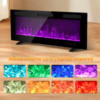 Cheminée électrique de 50 pouces à encastrer avec éclairage LED, insert mural, flamme décorative réglable, minuterie, chauffage d'appoint