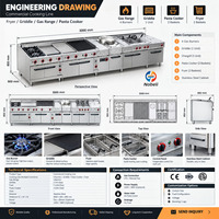 Cuisinière à gaz commerciale à 4 brûleurs avec plaque chauffante et four électrique, double alimentation, pour restaurant, hôtel, équipement de cuisine commerciale