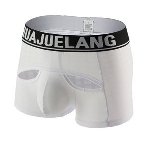 Caleçon pour homme à coupe plate, fin, respirant, en maille, avec poche en U, ajouré, transparent, confortable, taille basse, coupe carrée - Product Image 2