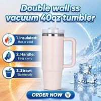 Gobelet isotherme en acier inoxydable de grande capacité 40 oz avec logo personnalisé, anti-fuite, pour le sport, avec poignée et couvercle