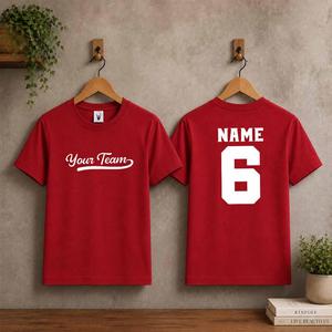 เสื้อยืดแฟนเบสบอลแบบลำลองแบบกำหนดเอง พิมพ์ชื่อทีมและหมายเลขส่วนตัว เสื้อผ้าสำหรับวันแข่งขัน ระบายอากาศได้ดี ซับเหงื่อได้ดี - Product Image 2