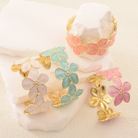 Gelang Enamel Bunga Berongga Retro Wanita Kelas Atas - Aksesoris Tangan - Gelang Baja Tahan Karat - Grosir Pabrik