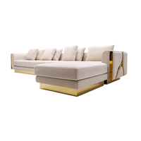 Canapé d'angle modulaire de luxe italien haut de gamme, style designer, canapé rivière, pour villa, salon de luxe, canapé en métal et tissu pour la maison