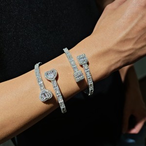 2024年ヒップホップジュエリーファッションバゲットCZヒップホップブレスレットブレスレット男性用カスタムジュエリー - Product Image 1