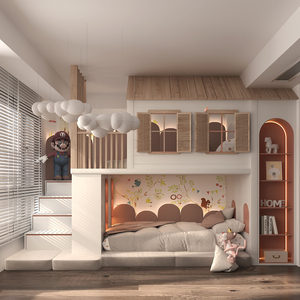 JINS letto a soppalco in legno massello con Design sfalsato e <span class=keywords><strong>casa</strong></span> sull'albero vuoto per ragazzi ragazze camera da letto scuola Hotel palestra o Villa appartamento - Product Image 1