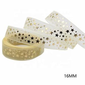 Cinta de Organza para el Día de San Valentín, con el mensaje 'Todo <span class=keywords><strong>mi</strong></span> <span class=keywords><strong>amor</strong></span> solo para ti', 9mm/16mm, Voile Transparente con Corazón Dorado, 100% Poliéster, para Decoración Floral - Product Image 2