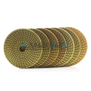 KANEOTEK 5 Inch 125mm Wet Flexible Diamond Yellow Granite Polishing Pads Set For Marble Limestone Quartz Stone Polishing