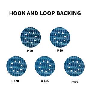 Disque de ponçage circulaire bleu floqué anti-colmatage et résistant <span class=keywords><strong>à</strong></span> l'usure de 5 pouces (12,5 cm) pour le ponçage et le polissage du bois et des murs - Product Image 2