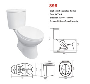 WC Mingliu OEM con scarico a S da 305 mm, in ceramica bianca, sifonico, moderno, a due pezzi, con vaso allungato e doppio scarico - Product Image 4