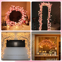 Nouvelles lumières LED en forme de fleurs de pêche roses, de fleurs de cerisier et de vignes de saule pour la décoration murale de Noël avec des branches d'arbre