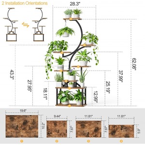 Hot Sale 8 <span class=keywords><strong>Tiered</strong></span> Large S-Form Blumentöpfe Pflanz gefäße 62 \ "Eck pflanzen halter Indoor Grow Light <span class=keywords><strong>Stand</strong></span> für Home Office Outdoor - Product Image 4
