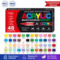 48 Warna Guangna Spidol Akrilik Cair Langsung dengan Ujung Presisi untuk Melukis Figur Mini, Model, dan Touch Up, Tinta Permanen