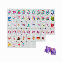 Tuiles de Mahjong en Acrylique Violettes à Quatre Couches, Imprimées en France, pour 4 Joueurs, Mahjong Portable de Style Américain